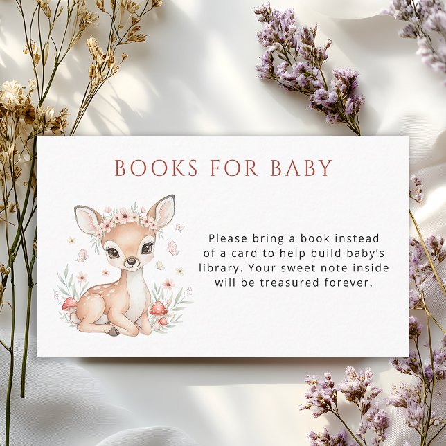 Cartão De Informações Pink Blush Woodland Deer Girl Books for Baby (Criador carregado)