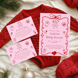 Cartão De Informações Pink “Books for Baby” Baby Shower