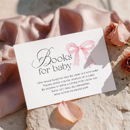 Cartão De Informações Pink Bow Baby Shower Books for Baby