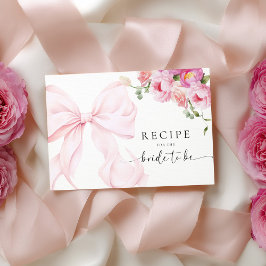 Cartão De Informações Pink Bow Floral Bridal Shower Recipe Request