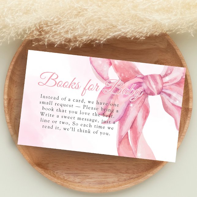 Cartão De Informações Pink Bow Girl Baby Shower Books for Baby (Pink Bow Coquette Girl Baby Shower Books for Baby)
