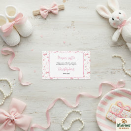 Cartão De Informações Pink Bow Girl Baby Shower – Cute & Fun Party