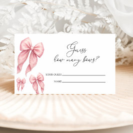 Cartão De Informações Pink Bow How Many Bows Baby Shower Game