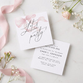 Cartão De Informações Pink Bow Party Invitation Enclosure Card