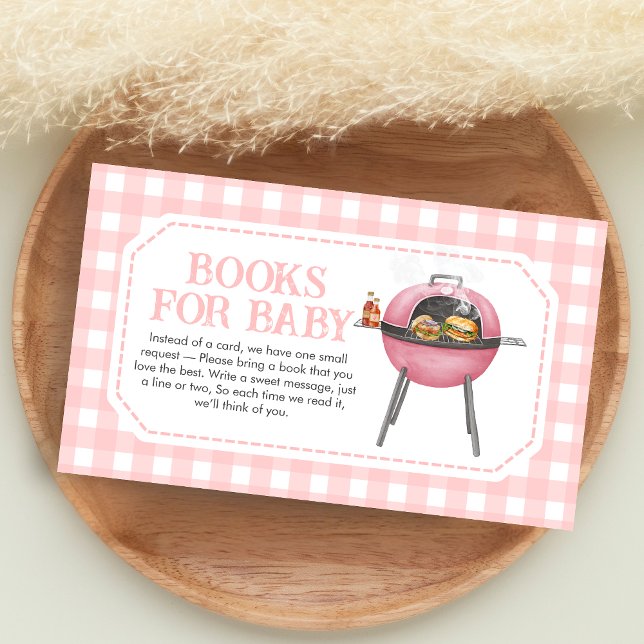 Cartão De Informações Pink Burger BBQ Baby Shower Books for Baby (Bun and Burgers Baby Shower Books for Baby)