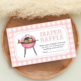 Cartão De Informações Pink Burger BBQ Baby Shower Diaper Raffle