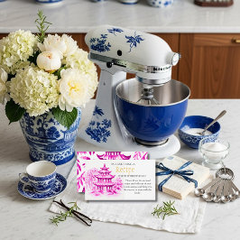 Cartão De Informações Pink Chinoiserie Recipe Request Bridal Shower 