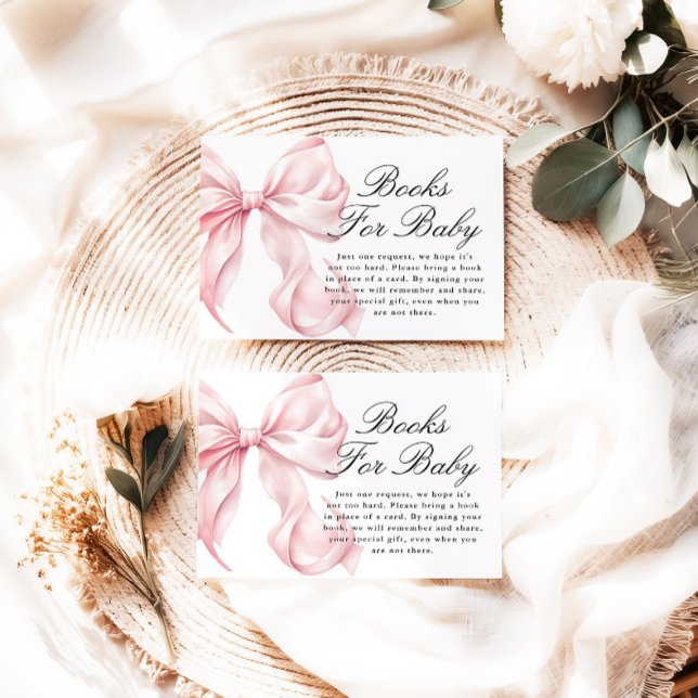 Cartão De Informações Pink Coquette Bow Books For Baby Card (Criador carregado)