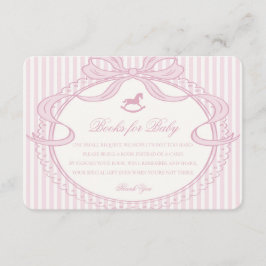 Cartão De Informações Pink Coquette Bow Rocking Horse Books for Baby
