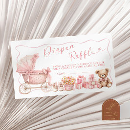 Cartão De Informações Pink Coquette Carriage Baby Shower Diaper Raffle E