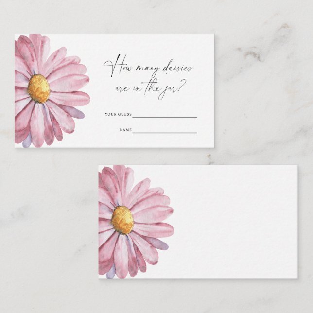 Cartão De Informações Pink Daisy - Adivinha quantos jogos de margaridas (Frente/Verso)