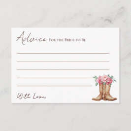Cartão De Informações Pink Floral Cowgirl Shower Advice for the Bride