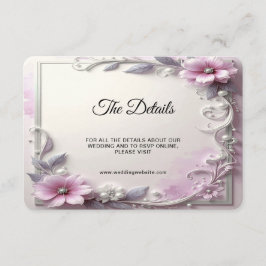 Cartão De Informações Pink Floral Frame Detail