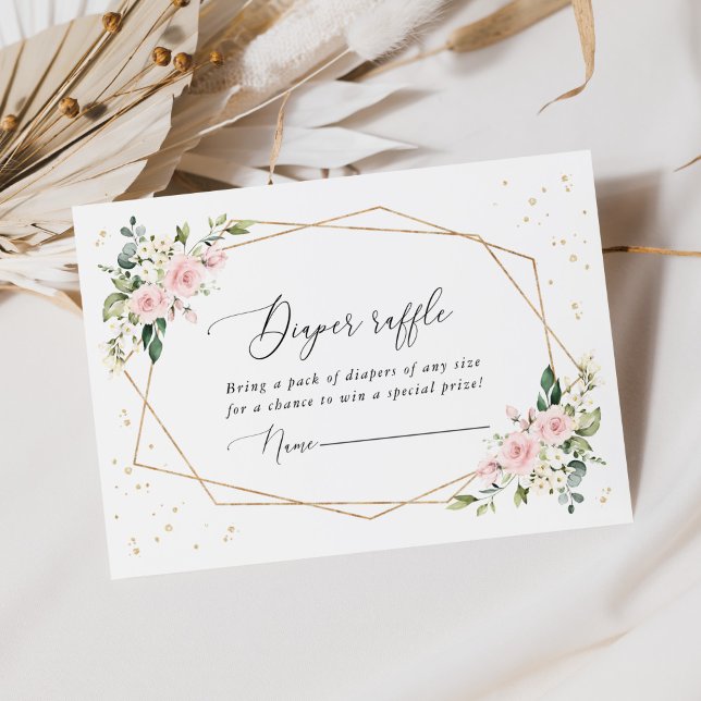 Cartão De Informações Pink Flowers, White Flowers, Boho, Diaper Raffle (Criador carregado)