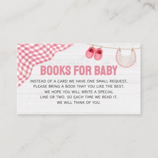 Cartão De Informações Pink Football Baby Shower Books for Baby (Frente)