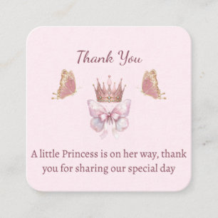 Cartão De Informações Pink & Gold Pequena Princesa Baby Shower Obrigado