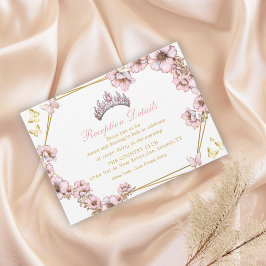 Cartão De Informações Pink Golden Tiara Butterfly Enclosure Card