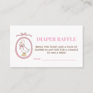 Cartão De Informações Pink Goose Baby Shower Diaper Raffle Card