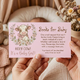 Cartão De Informações Pink Holy Cow Books for Baby Shower