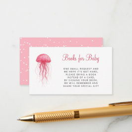 Cartão De Informações Pink Jellyfish Girl Baby Shower Books for Baby