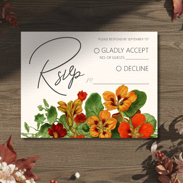 Cartão De Informações Pink Lily Floral Modern Wedding RSVP QR Code (Invite guests to your big day with this Rustic Fall Floral Modern Wedding RSVP Card!)