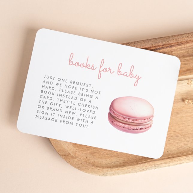 Cartão De Informações Pink Macaron Baby Shower Books Enclosure Card (Criador carregado)