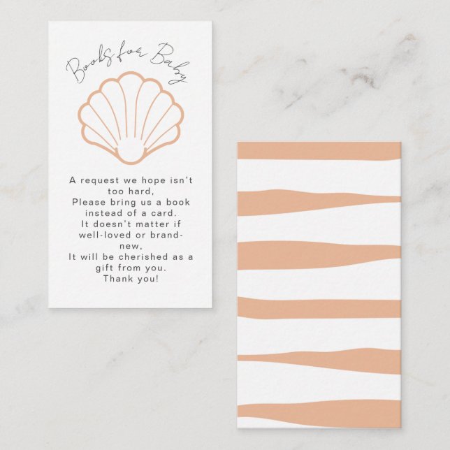 Cartão De Informações Pink Nautical Stripes Clamshell Baby Girl Shower (Frente/Verso)