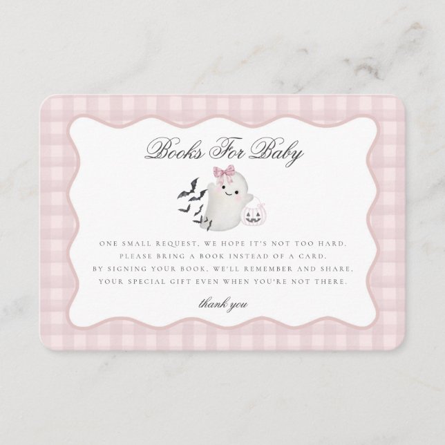Cartão De Informações Pink Pastel Little Boo Ghost Books for Baby Insert (Frente)