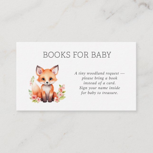 Cartão De Informações Pink Peach Woodland Fox Books for Baby (Frente)