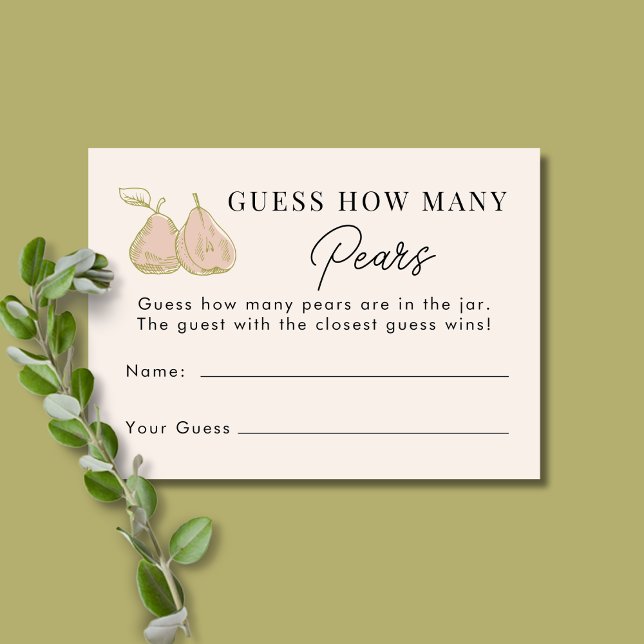 Cartão De Informações Pink Pear Guess How Many Pears Bridal Shower Game (Criador carregado)