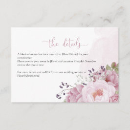 Cartão De Informações Pink Peony Wedding Details Card