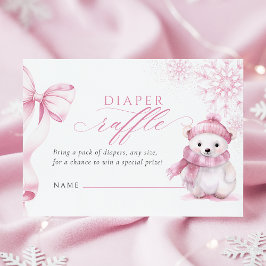 Cartão De Informações Pink Polar Bear Diaper Raffle Card