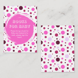Cartão De Informações Pink polka dot Baby Shower books for Baby