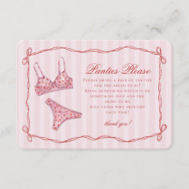 Cartão De Informações Pink & Red Heart Lingerie Shower Panties Please