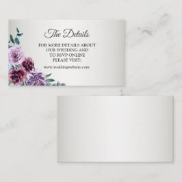 Cartão De Informações Pink Red Purple Floral Watercolor Wedding Detail
