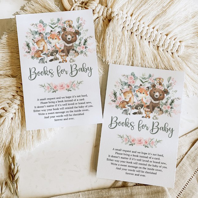 Cartão De Informações Pink Sage Floral Woodland Livros para Bebê (Criador carregado)