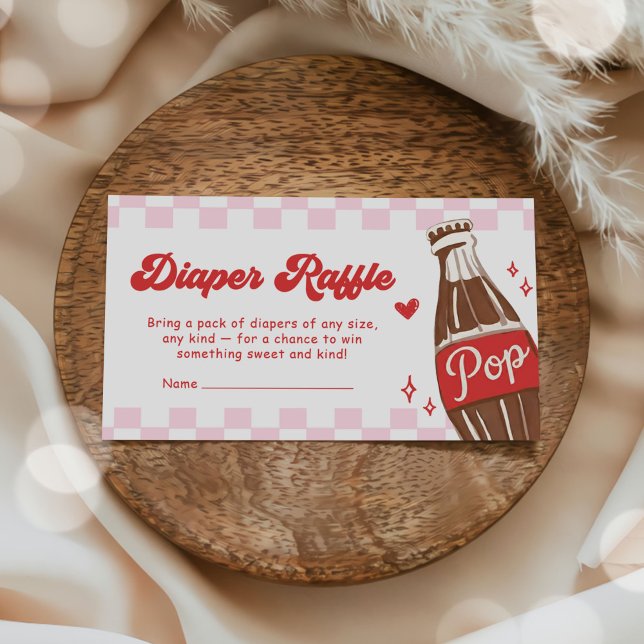 Cartão De Informações Pink She's Ready to Pop Baby Shower Diaper Raffle (Criador carregado)