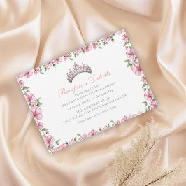 Cartão De Informações Pink Silver Mis Quince Glitter Quinceañera