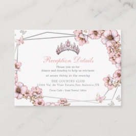 Cartão De Informações Pink Silver Tiara Butterfly Enclosure Card