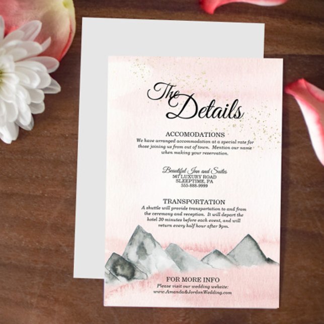 Cartão De Informações Pink Sunrise Mountain Details Enclosure Card (Criador carregado)