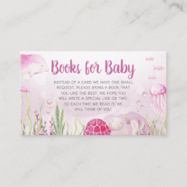 Cartão De Informações Pink Under the Sea Baby Shower Books for Baby