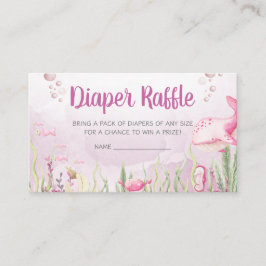 Cartão De Informações Pink Under the Sea Baby Shower Diaper Raffle