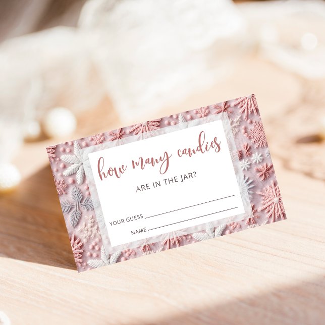Cartão De Informações Pink Winter Adivinha Quantas Canetas Ficam (Criador carregado)