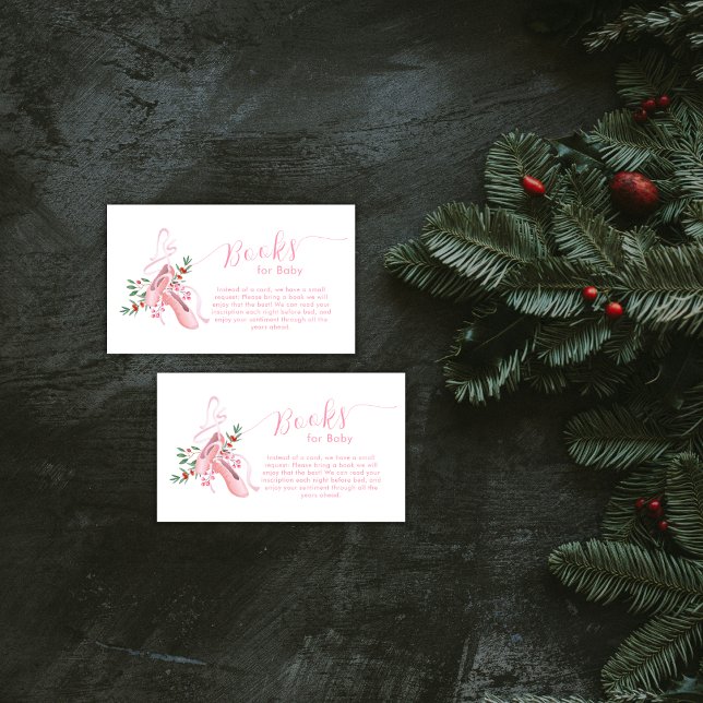 Cartão De Informações Pink Winter Ballerina Tutu Books For Baby Shower  (Pink Winter Ballerina Tutu Books For Baby Shower Enclosure Card)