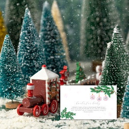 Cartão De Informações Pink Winter Clothes Ornaments Books Baby Shower 