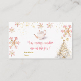 Cartão De Informações Pink Winter Tea Party Baby Shower How Many Candies