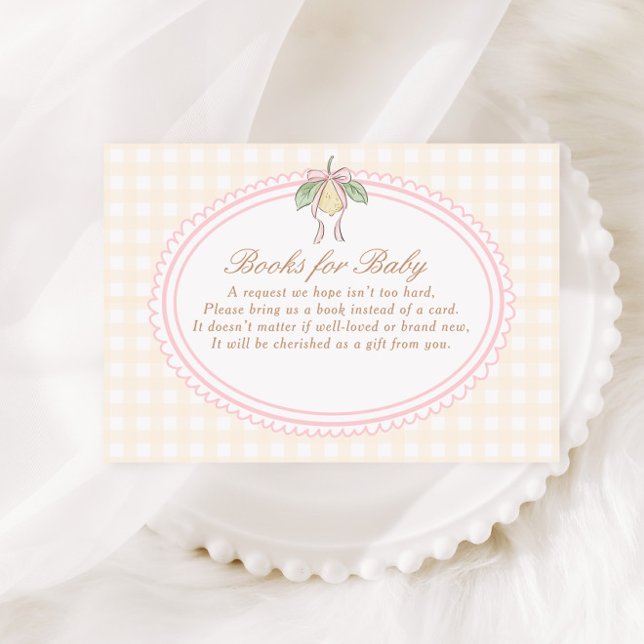 Cartão De Informações Pink & Yellow Lemon Bow Books for Baby (Criador carregado)
