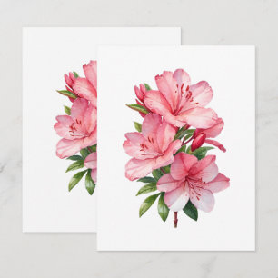 Cartão De Informações Pintura em aquarela de flor de azálea