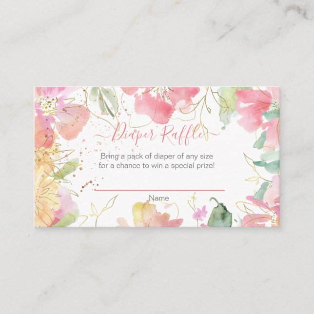 Cartão De Informações PixDezines Watercolor Sweetpeas, Fralda Raffle (Frente)