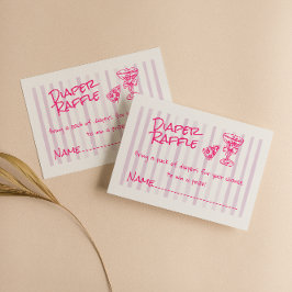 Cartão De Informações Pizza Cor-de-Rosa, Desenhada, Fralda de Bebê Raffl